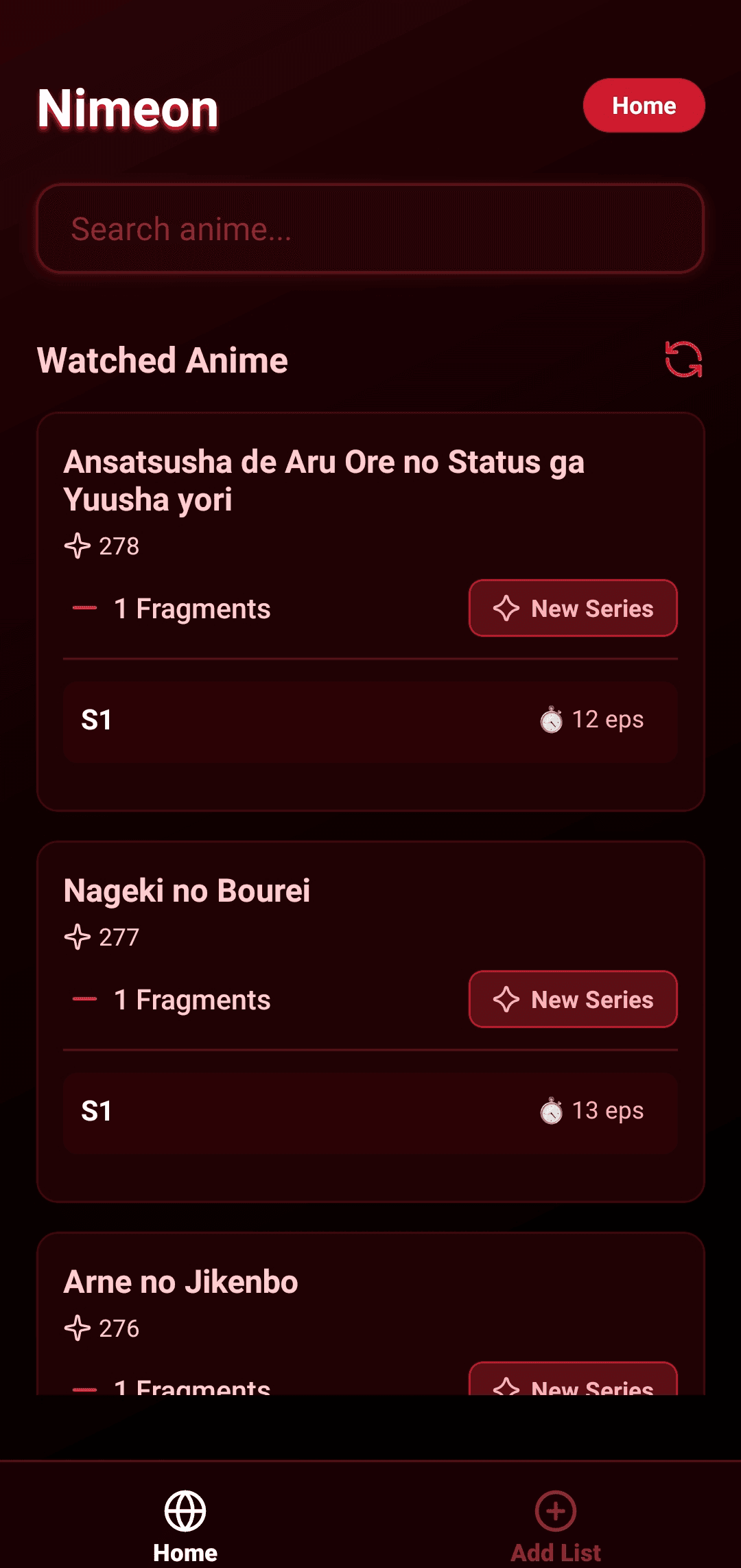 Nimeon - Anime Tracking — screenshot 2